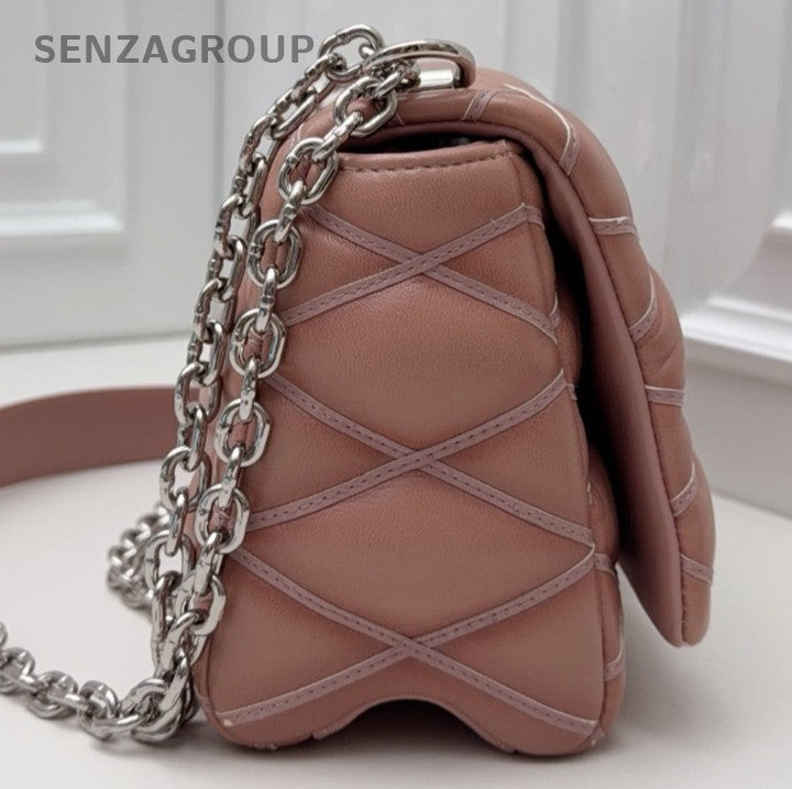Louis Vuitton New Wave Chain Shoulder Bag Pink Silver Used Women Classic