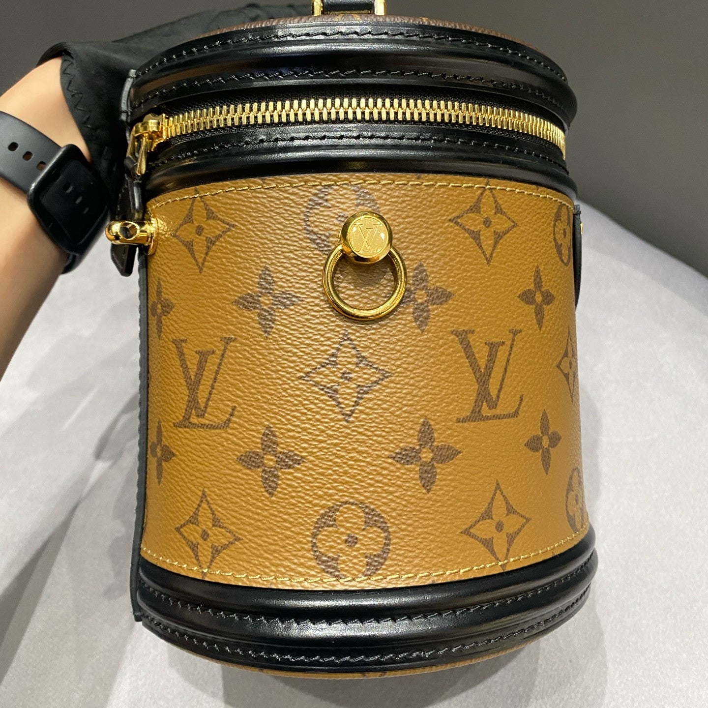 Louis Vuitton Monogram Cannes Bag Brown Gold Buckle Shoulder Tote