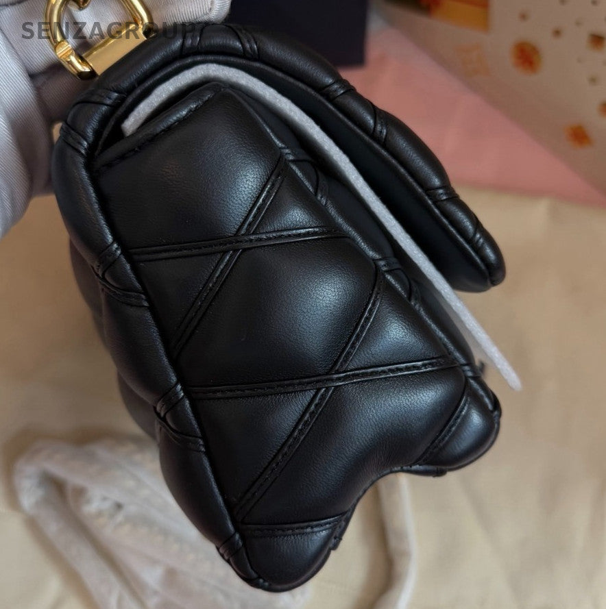 Louis Vuitton GO-14 MM Top Handle Bag Chain Crossbody Black Gold Women Classic
