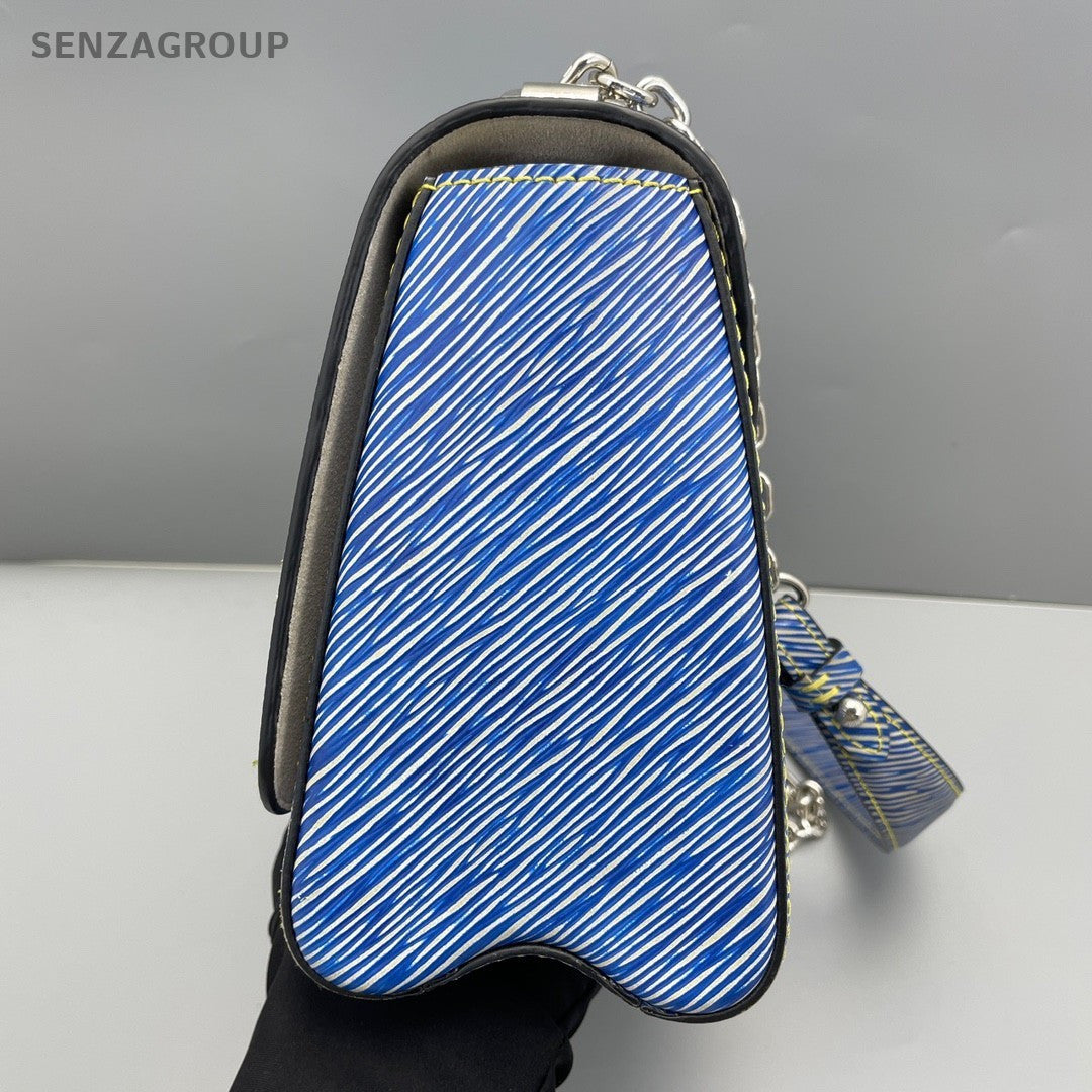 Louis Vuitton Twist MM Epi Leather Chain Strap Shoulder bag Crossbody Women Blue