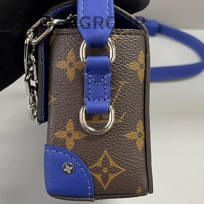 Louis Vuitton Steamer Box Bag Blue Monogram Brown Silver Shoulder Bag