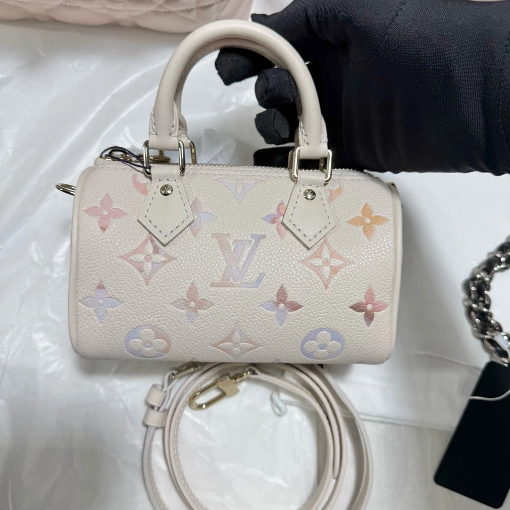 Louis Vuitton Canvas Speedy Nano Gradient Purple Handbag Excellent