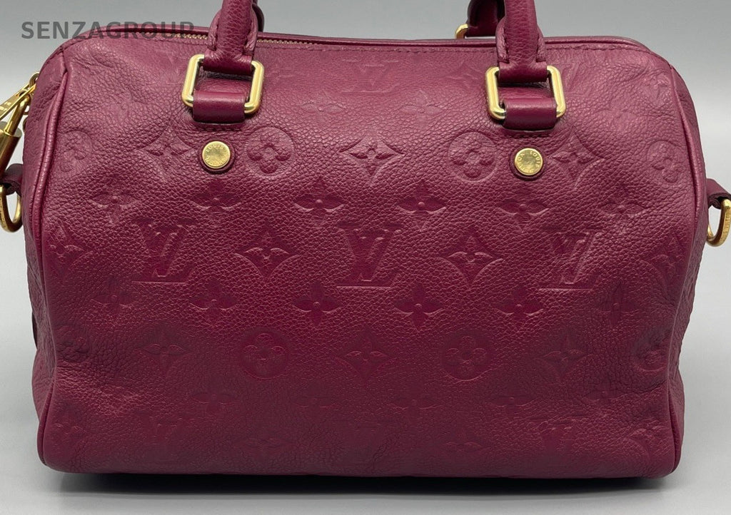 Louis Vuitton Speedy Monogram Calfskin Top Handle Bag Crossbody Red Women