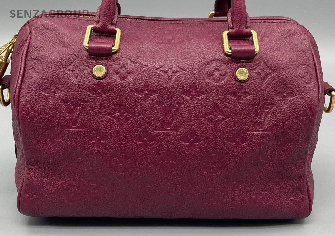 Louis Vuitton Speedy Monogram Calfskin Top Handle Bag Crossbody Red Women