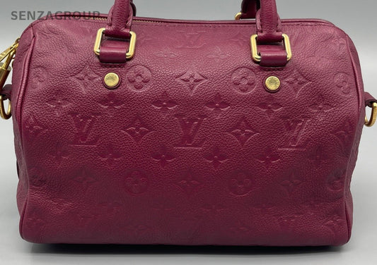 Louis Vuitton Speedy Monogram Calfskin Top Handle Bag Crossbody Red Women