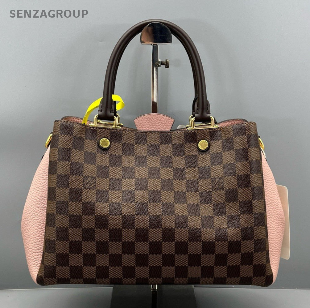 Louis Vuitton Brityany Damier Ebene Top Handle 2way Shoulder Handbag Women Brown