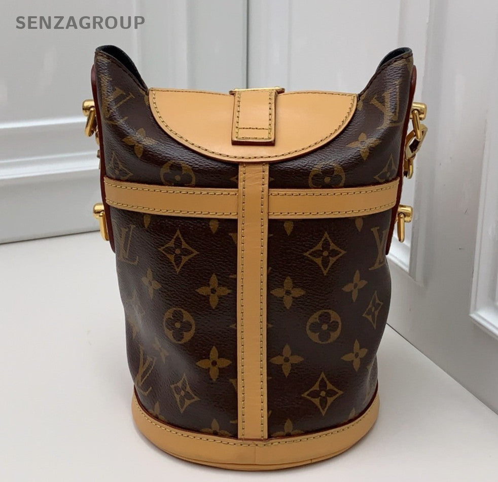 Louis Vuitton Monogram Duffle Top Handle Bag Crossbody Brown Gold Women Classic