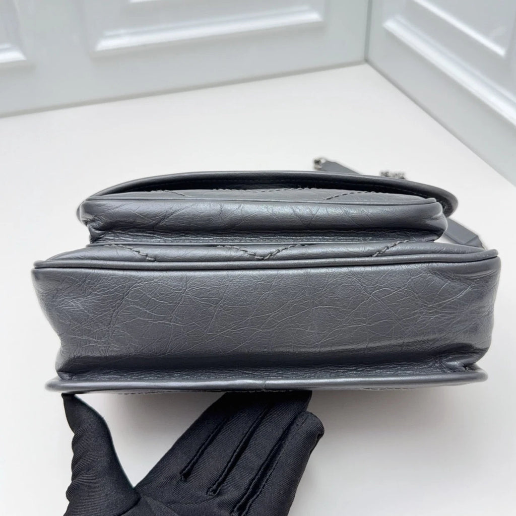 Saint Laurent Niki Gray Silver Shoulder Bag Crossbody Excellent