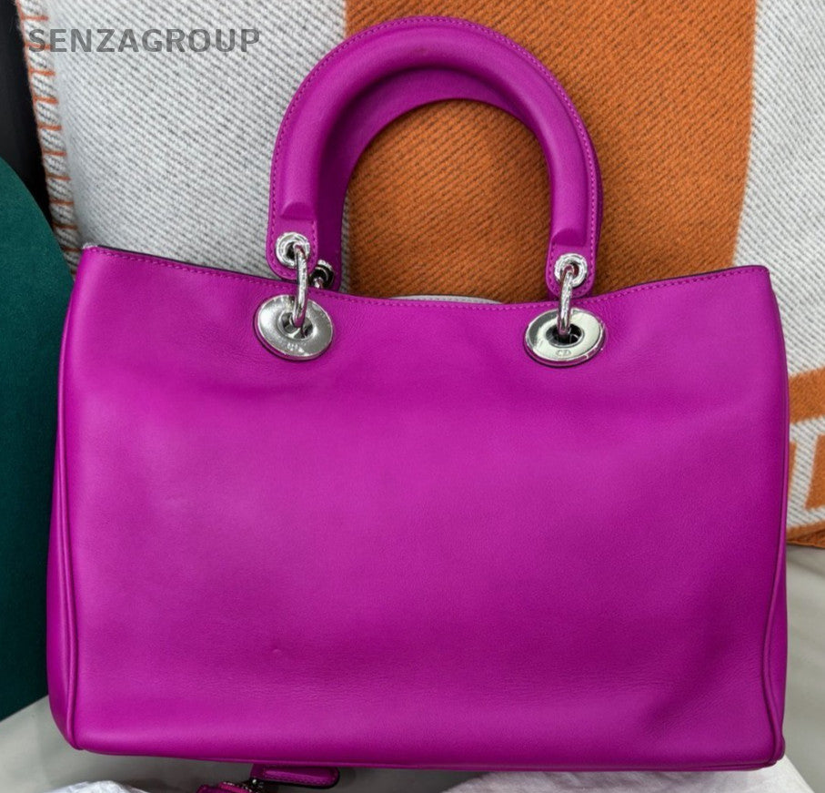 Christian Dior Diorissimo Vip MM Top Handle Bag Purple Silver Used Women Classic