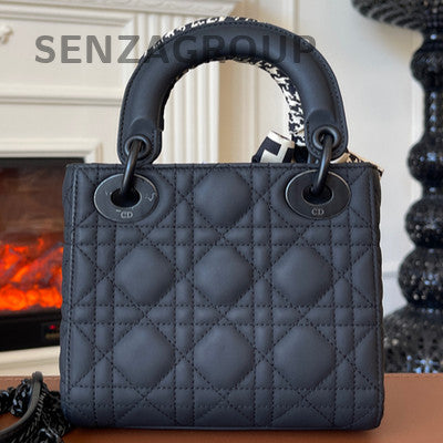 Dior Lady Dior Black Calfskin Cannage Handbag - Classic Women's Tote