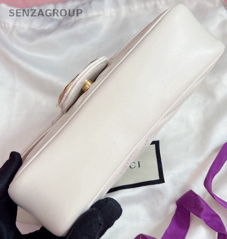 Gucci Mamon Mini Chain Shoulder Bag Crossbody White Gold Women Classic Designer