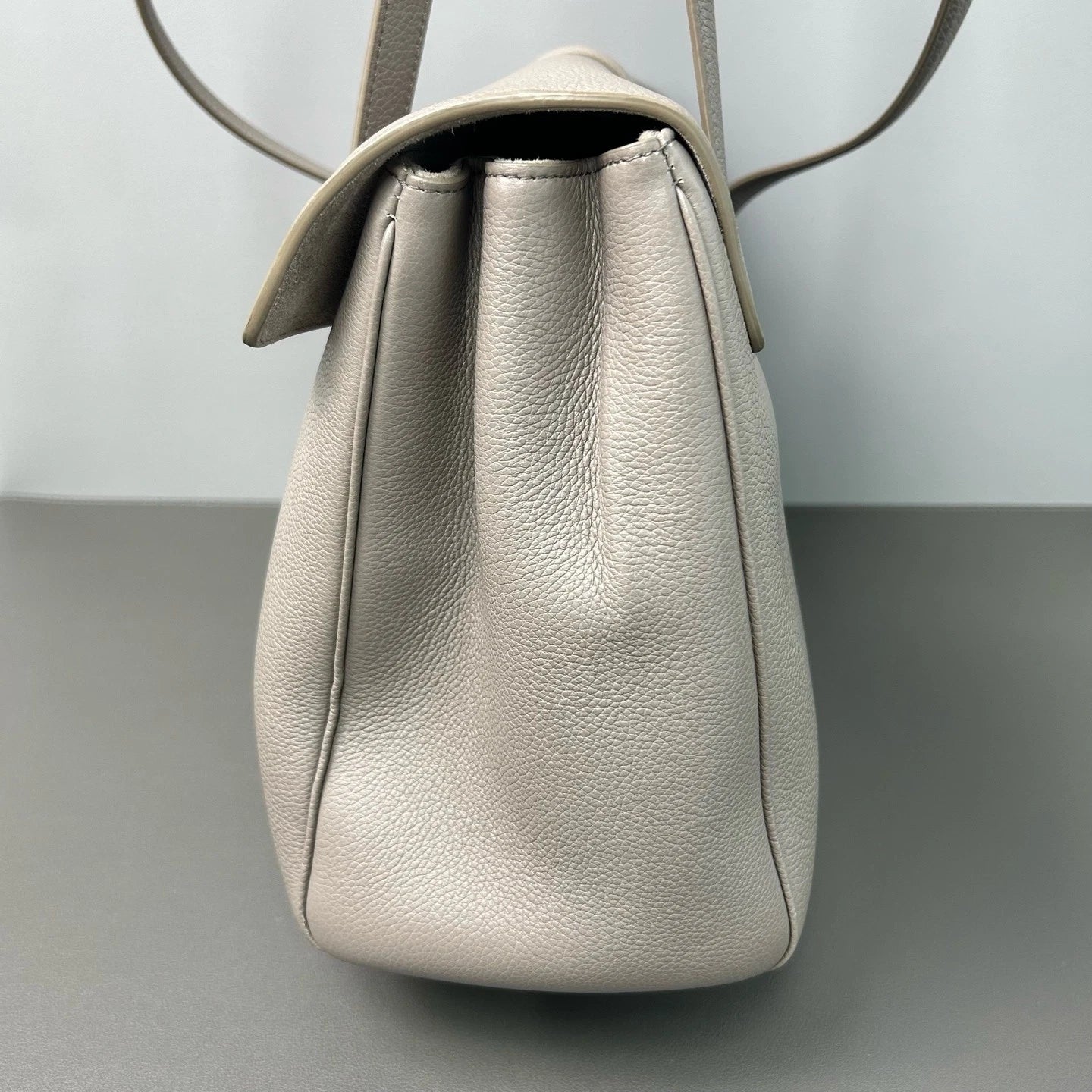 Celine Soft 16 Medium Grey Leather Tote Shoulder Crossbody Bag For Women