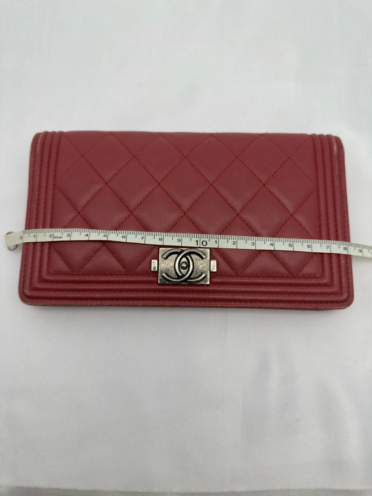 CHANEL LeBoy Leather Red Wallet For Women