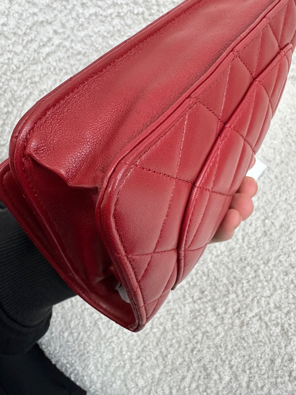 CHANEL Woc Diamond Pattern Chain Shoulder bag Crossbody Red Silver Women