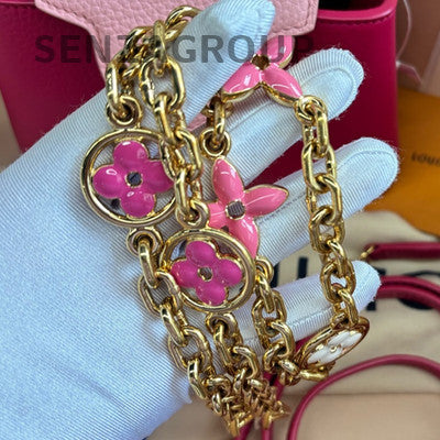 Louis Vuitton Capucines Chain Taurillon Handbag Shoulder Bag Red Gold Women