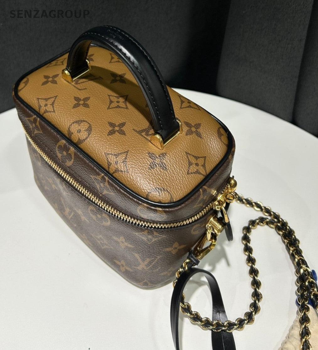 Louis Vuitton Monogram Cosmetic Case Shoulder Crossbody Bag Women Brown