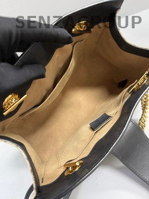 Gucci Small Padlock Chain Shoulder Bag Black Brown Gold Hardware