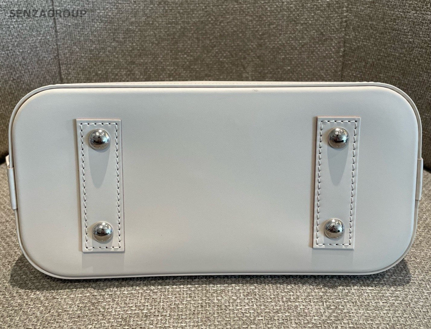 Louis Vuitton Alma BB Epi Top Handle Bag Crossbody White Silver Women Classic
