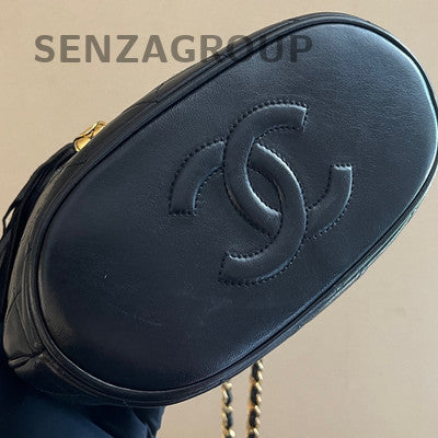 Chanel Vintage Black Gold Lambskin Bucket Bag Chain Crossbody