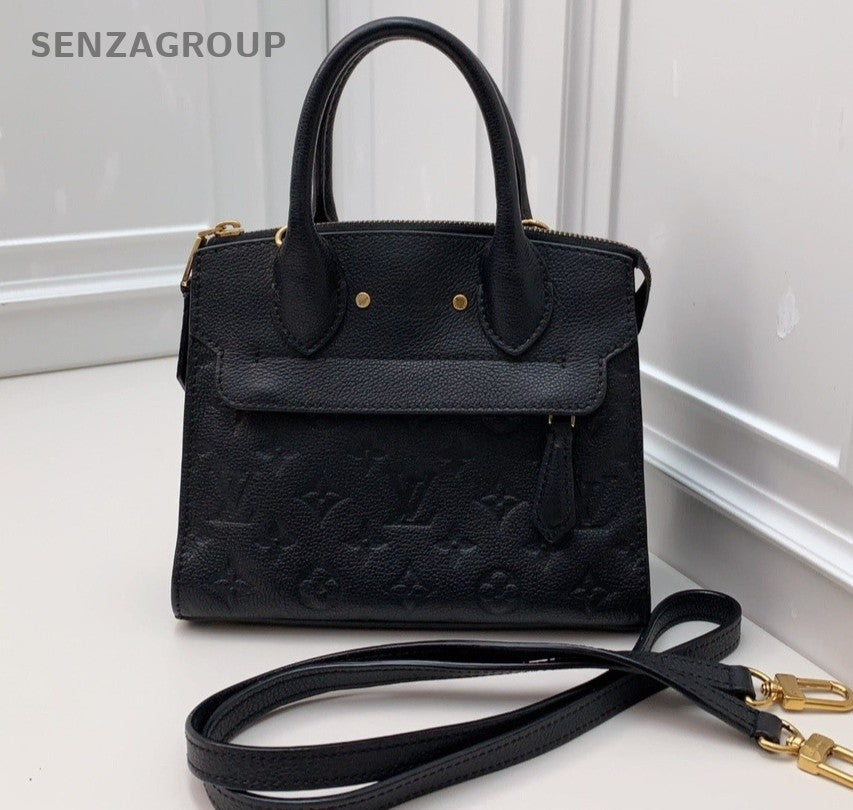 Louis Vuitton City steamer mini Bag Calfskin Top Handle Shoulder Bag Black