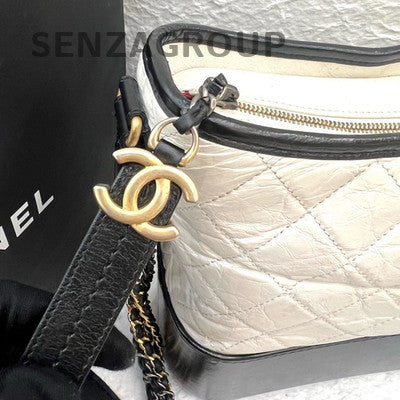 Chanel Medium Gabrielle Hobo Bag Black White Chain Shoulder Crossbody