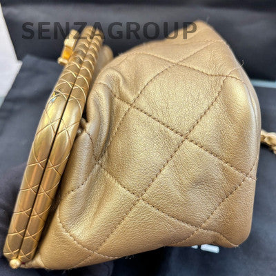 Chanel Quilted Chain Shoulder Crossbody Bag Red Gold Women's Fashion