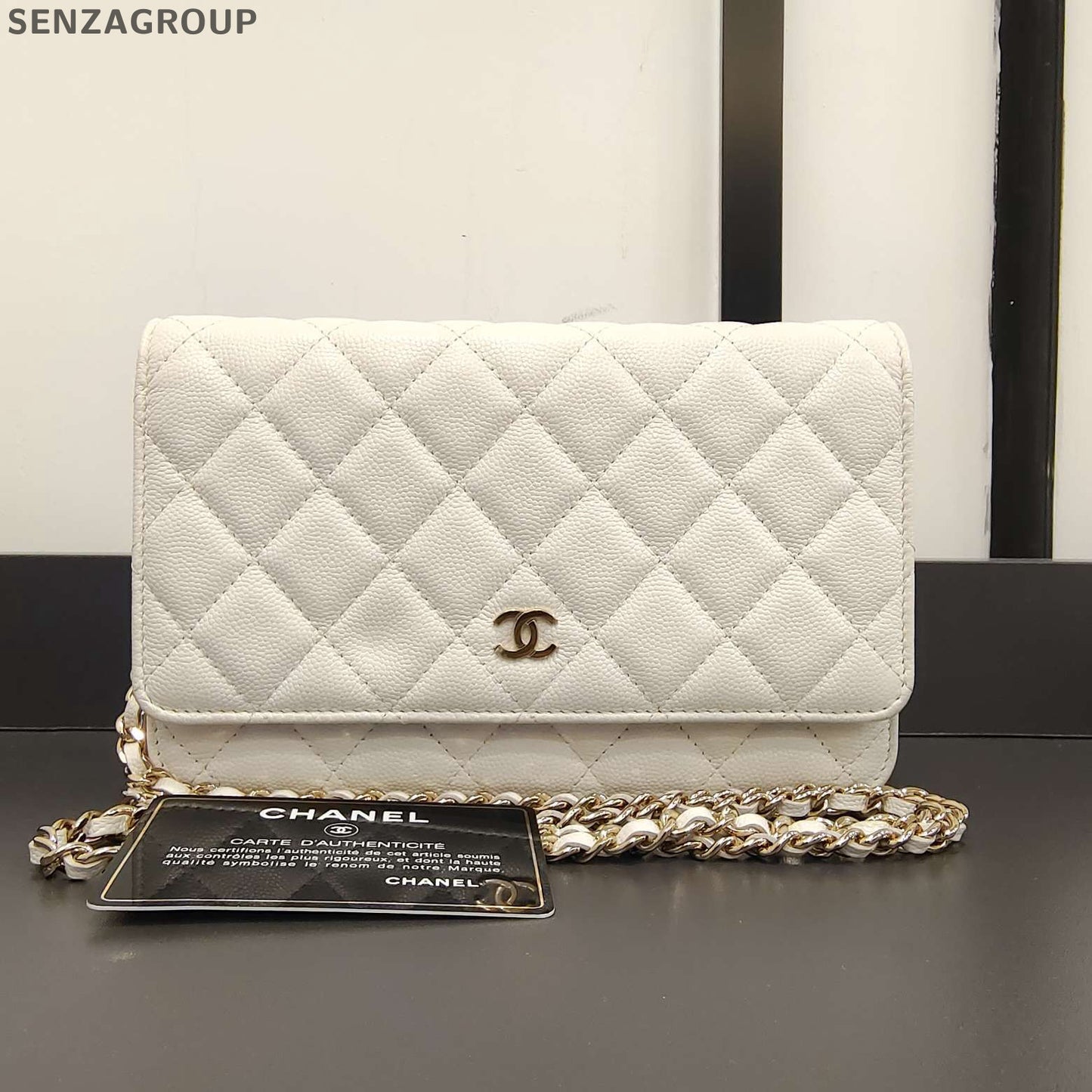 Chanel CF WOC Quilted Shoulder Bag White Gold Chain