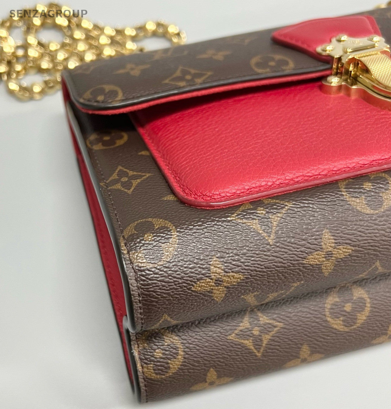 Louis Vuitton Victoire Monogram Chain Shoulder Bag Crossbody Brown Gold Women