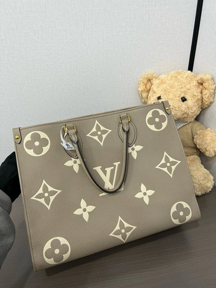 Louis Vuitton On The Go Medium Tote Bag For Women Gray
