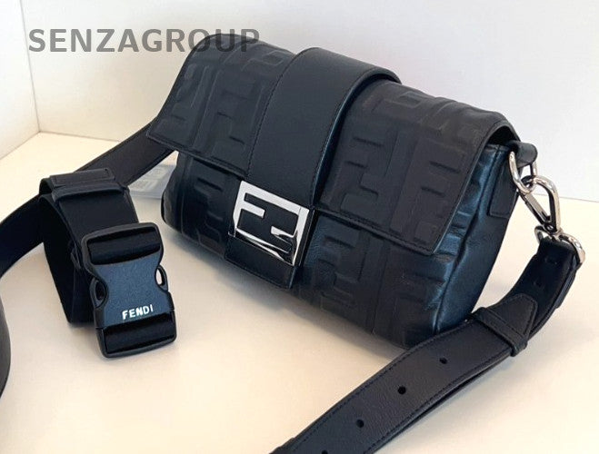 Fendi Baguette Relief sculpture Shoulder bag Crossbody Black FF