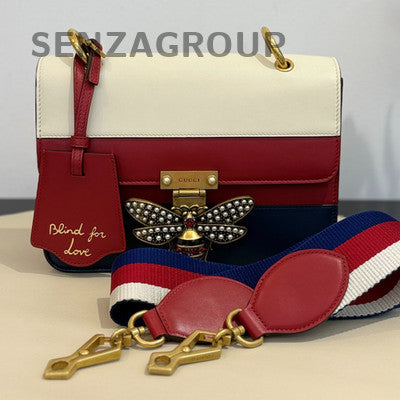 Gucci Margaret Bee Messenger Crossbody Bag White Red Women's