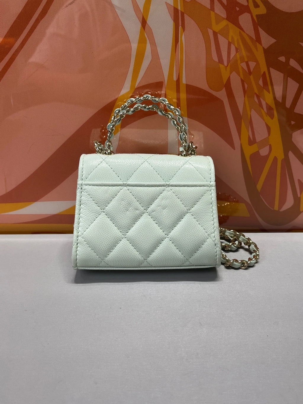 CHANEL Mint Green Calfskin Mini Square Box Bag For Women