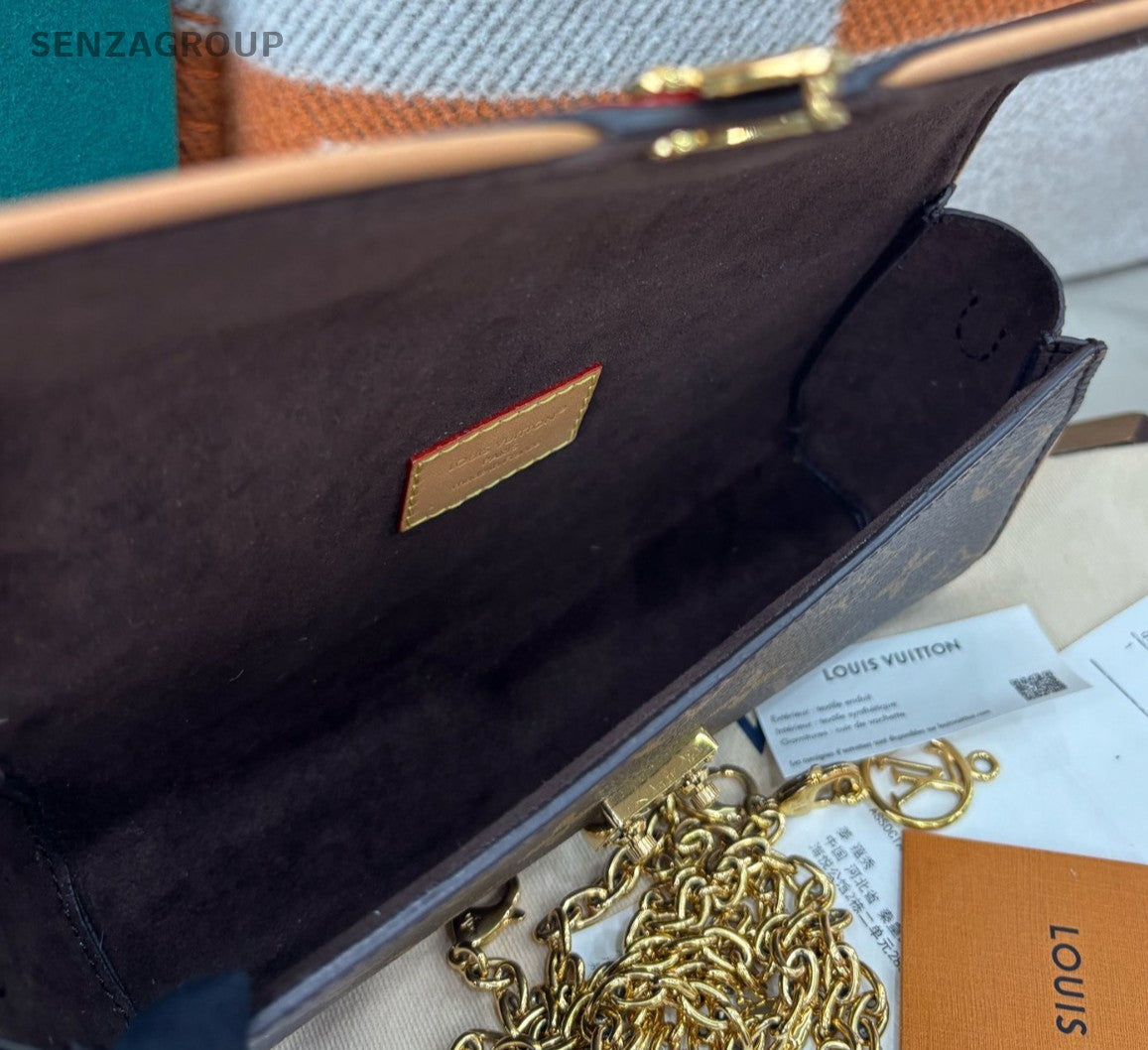 Louis Vuitton Camille Chain Monogram Shoulder Bag Crossbody Brown Gold Women