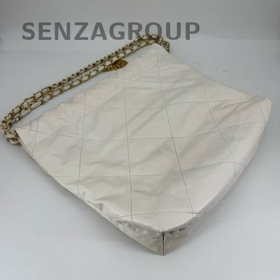 Chanel 22 Bag Small White Quilted Calfskin Chain Shoulder Bag