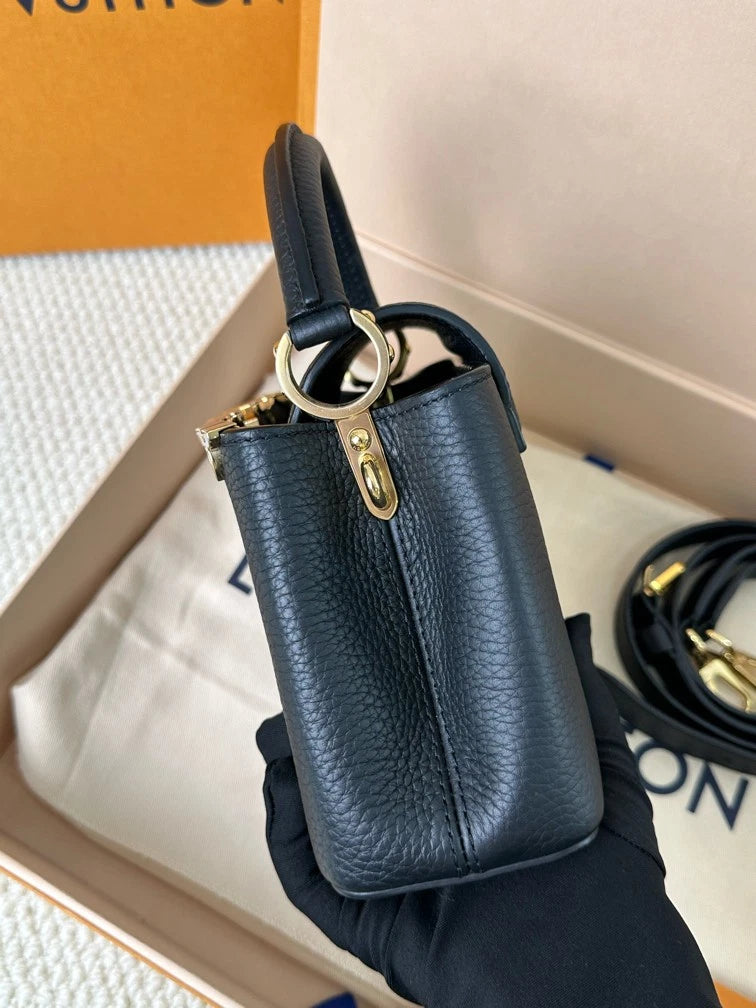 Louis Vuitton Black Gold Capucines Mini Crossbody For Women