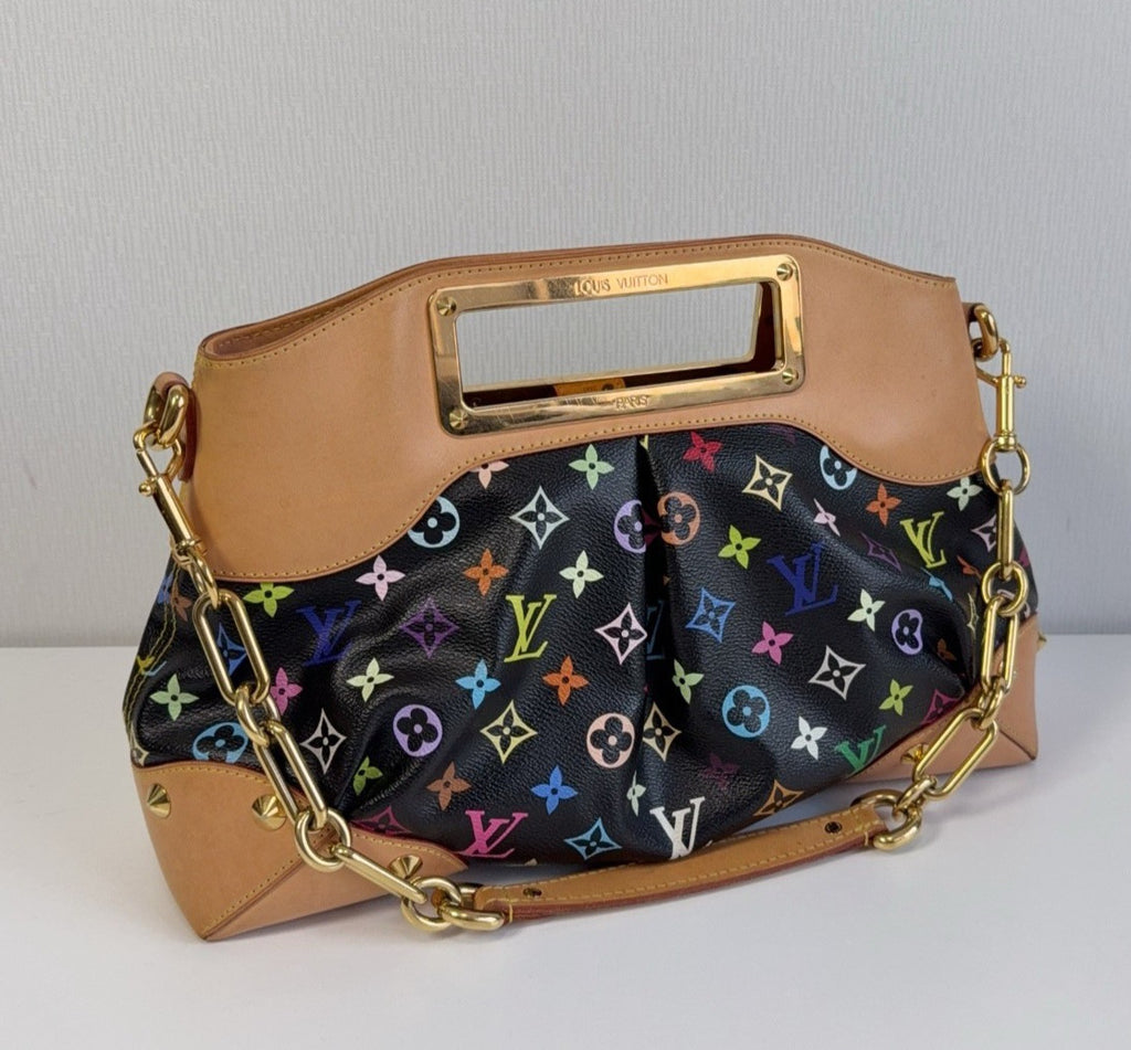 Louis Vuitton Judy MM Monogram Chain Shoulder Bag Black Multicolor Women Classic