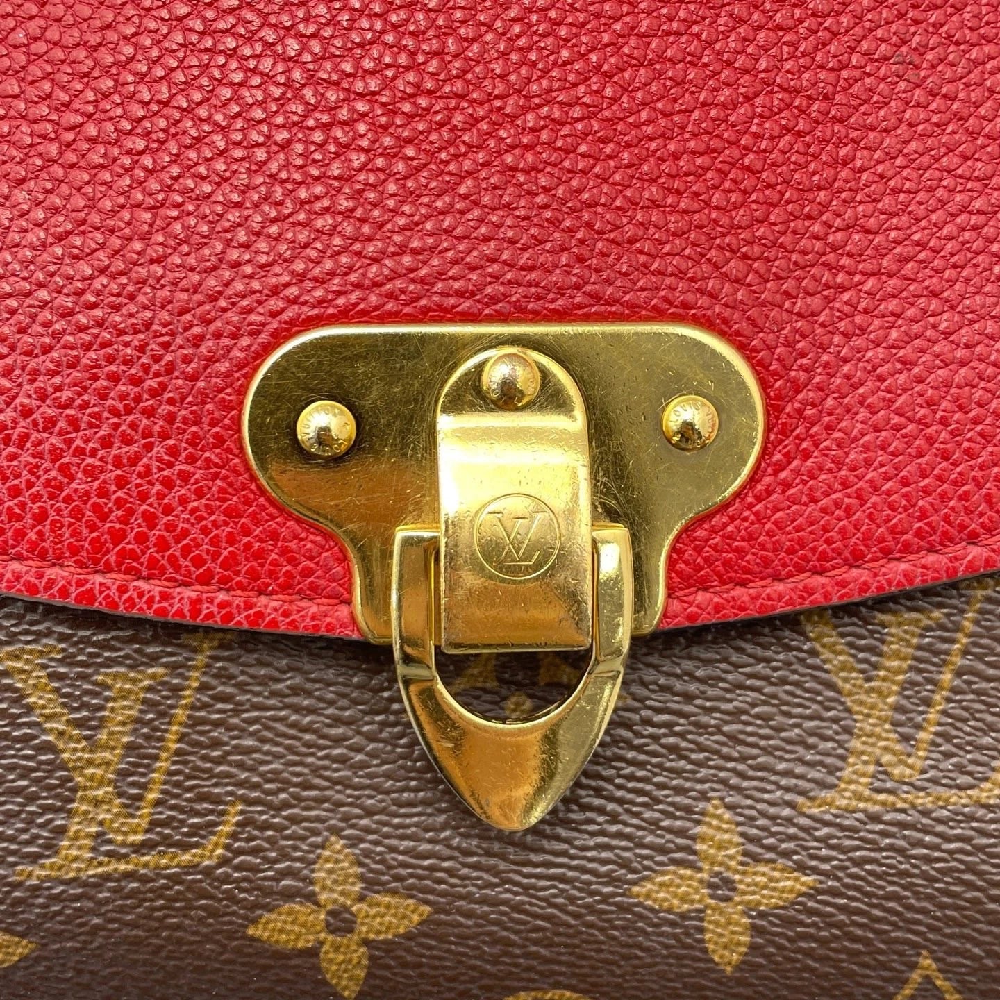 Louis Vuitton Saint Monogram Chain Shoulder Bag Brown Gold Hardware Women