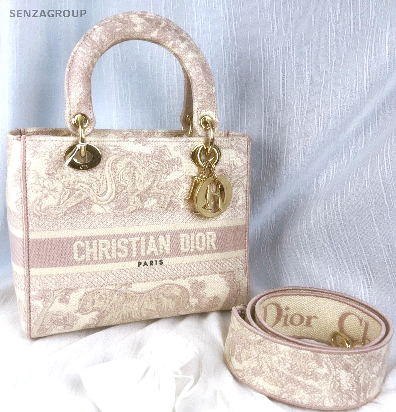 Christian Dior Lady D-Lite Zoo pattern Top Handle 2way Shoulder bag Women Pink