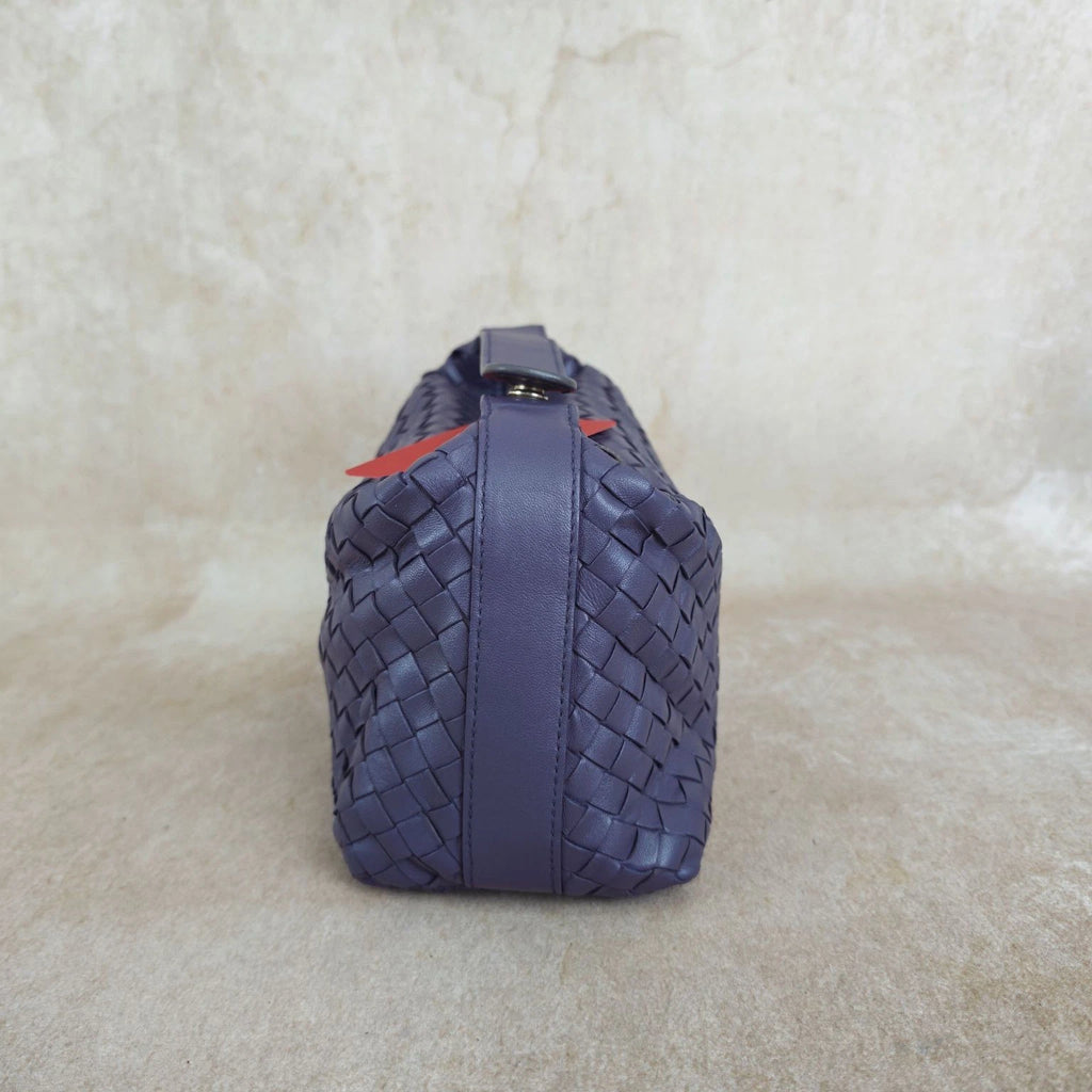 Bottega Veneta Purple Lambskin Woven Top Handle Bag For Women
