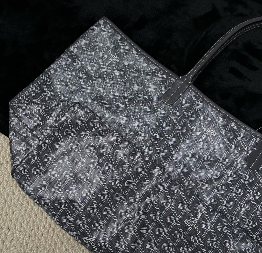 Goyard MM Canvas Monogram Tote Top Handle Shoulder Bag With Pouch Women Gray.