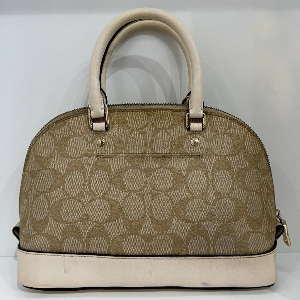 Coach Beige Canvas Monogram Sierra Shell Shoulder Crossbody Handbag Women