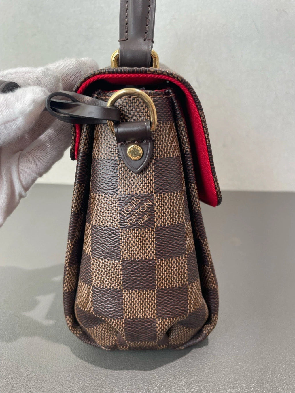 Louis Vuitton Croisette Damier Brown Gold Crossbody Top Handle Excellent
