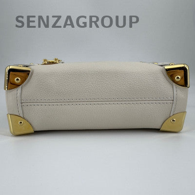 Louis Vuitton Side Calfskin Soft Box Crossbody Shoulder Bag Small White Gold