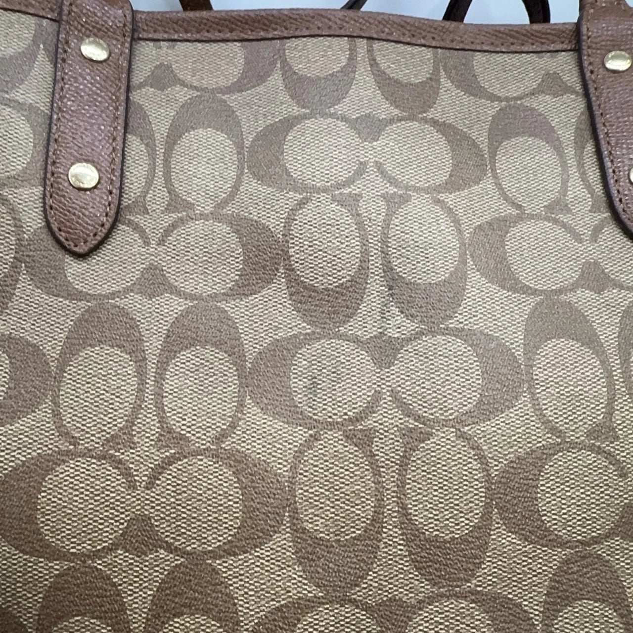 Coach Canvas Monogram Printed Detachable Tote Shoulder Bag For Women
