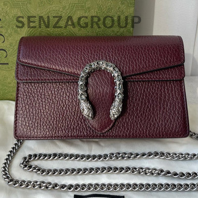 Gucci Dionysus Mini Chain Bag Red Silver Hardware Classic Women's