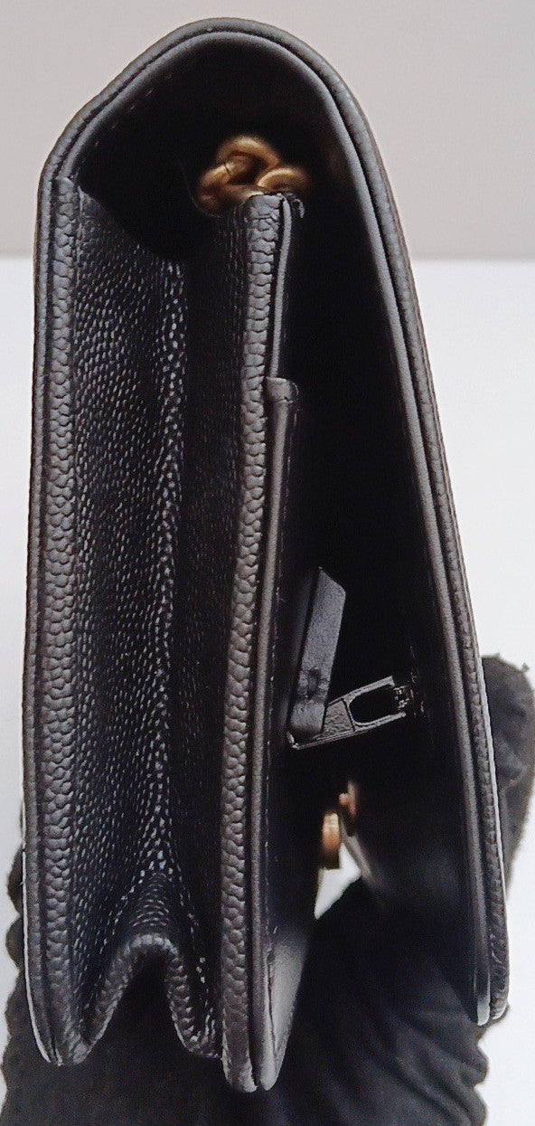 Chanel Leboy WOC Chain Shoulder Bag Crossbody Black Gold Diamond Women Classic