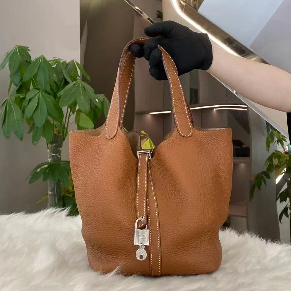Hermès Picotin 22 Bag Brown Silver Hardware - Classic Women's Tote Shoulder Bag
