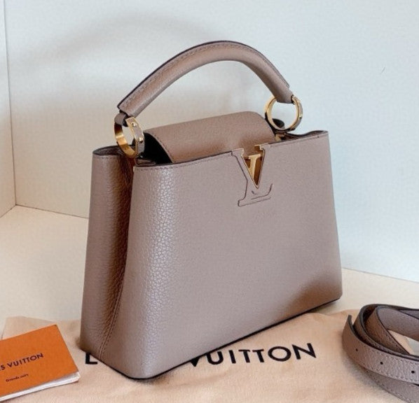 Louis Vuitton Capucines BB Top Handle Crossbody Gray Gold Used Women Classic
