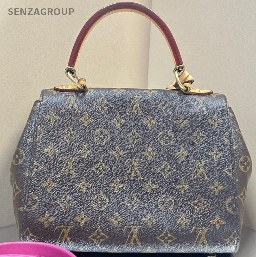 Louis Vuitton Monogram Cluny BB Top Handle Bag Crossbody Brown Women Classic