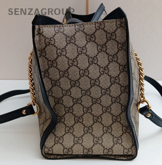 Gucci Padlock MM Chain Shoulder Bag Beige Black Gold Women Classic Fashion